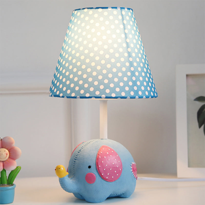 1 Bulb Fat Elephant Desk Light with Dot Shade Kids Resin Study Light for Baby Bedroom Blue A Clearhalo 'Lamps' 'Table Lamps' Lighting' 203428