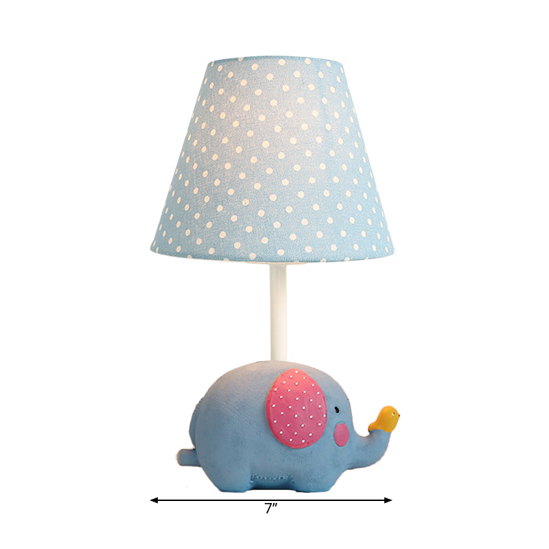 1 Bulb Fat Elephant Desk Light with Dot Shade Kids Resin Study Light for Baby Bedroom Clearhalo 'Lamps' 'Table Lamps' Lighting' 203430