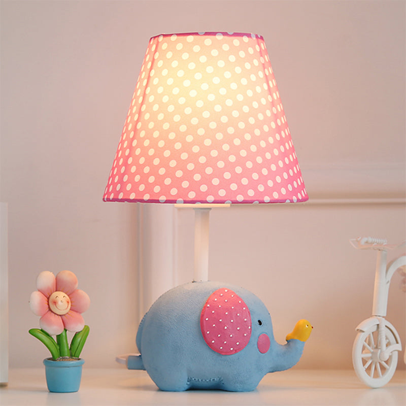 1 Bulb Fat Elephant Desk Light with Dot Shade Kids Resin Study Light for Baby Bedroom Pink A Clearhalo 'Lamps' 'Table Lamps' Lighting' 203431