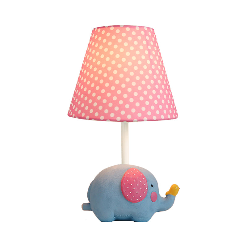 1 Bulb Fat Elephant Desk Light with Dot Shade Kids Resin Study Light for Baby Bedroom Clearhalo 'Lamps' 'Table Lamps' Lighting' 203432