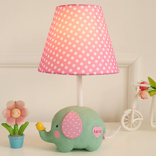 1 Bulb Fat Elephant Desk Light with Dot Shade Kids Resin Study Light for Baby Bedroom Pink B Clearhalo 'Lamps' 'Table Lamps' Lighting' 203433