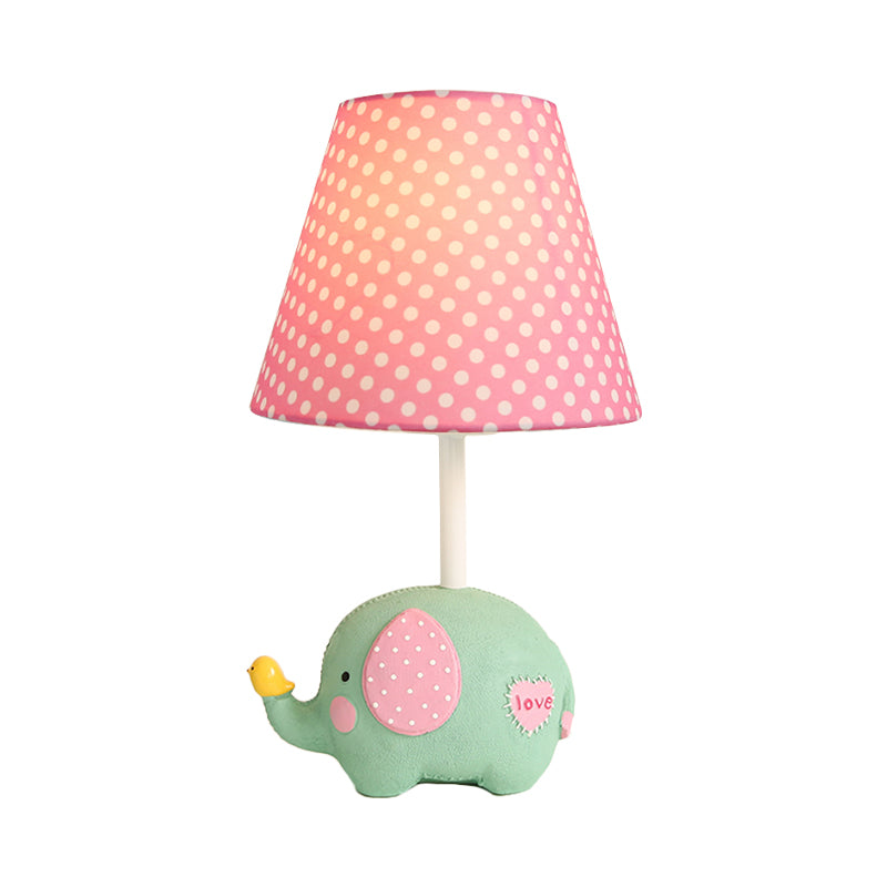 1 Bulb Fat Elephant Desk Light with Dot Shade Kids Resin Study Light for Baby Bedroom Clearhalo 'Lamps' 'Table Lamps' Lighting' 203434