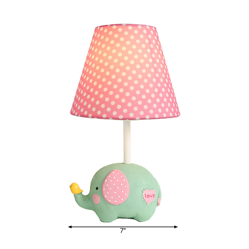1 Bulb Fat Elephant Desk Light with Dot Shade Kids Resin Study Light for Baby Bedroom Clearhalo 'Lamps' 'Table Lamps' Lighting' 203435