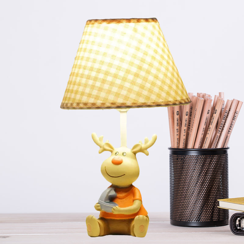 Deer Man Kid Bedroom Reading Light Resin 1 Light Animal Desk Lamp in Yellow Yellow Clearhalo 'Lamps' 'Table Lamps' Lighting' 203437