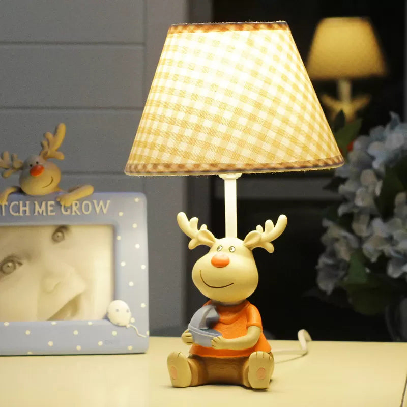 Deer Man Kid Bedroom Reading Light Resin 1 Light Animal Desk Lamp in Yellow Clearhalo 'Lamps' 'Table Lamps' Lighting' 203438