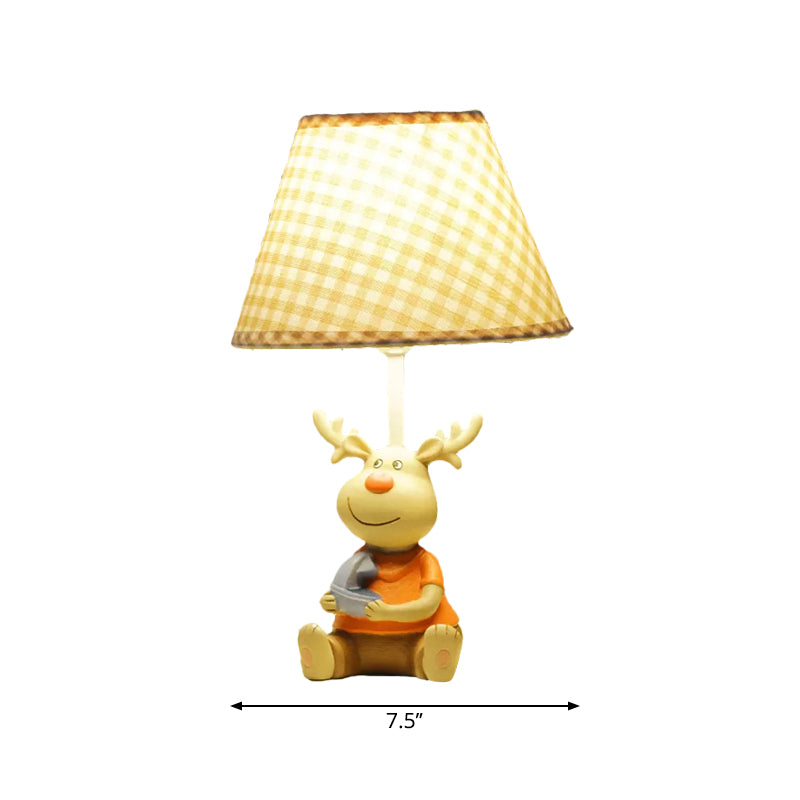 Deer Man Kid Bedroom Reading Light Resin 1 Light Animal Desk Lamp in Yellow Clearhalo 'Lamps' 'Table Lamps' Lighting' 203440
