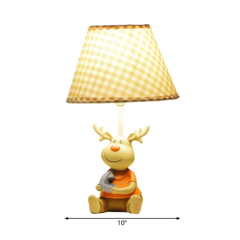 Deer Man Kid Bedroom Reading Light Resin 1 Light Animal Desk Lamp in Yellow Clearhalo 'Lamps' 'Table Lamps' Lighting' 203441