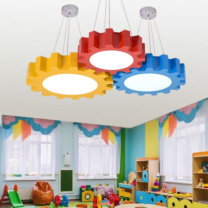 Creative Gear Pendant Light Acrylic Candy Colored LED Suspension Light for Kindergarten Clearhalo 'Ceiling Lights' 'Pendant Lights' 'Pendants' Lighting' 203594