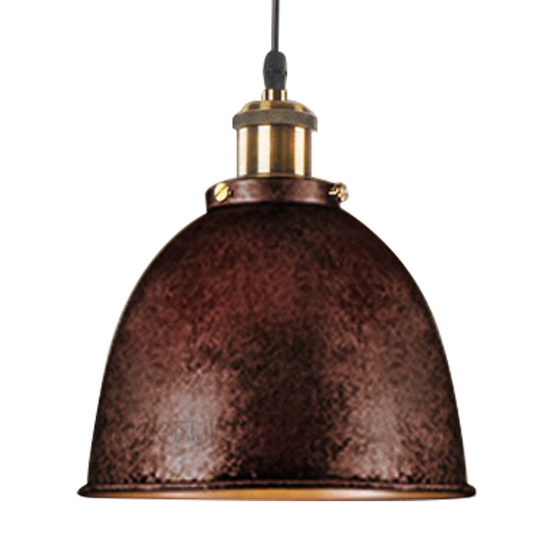 Antique Style Dome Pendant Lamp 1 Light Wrought Iron Hanging Light Fixture with Cord in Black/Rust Clearhalo 'Art Deco Pendants' 'Black' 'Cast Iron' 'Ceiling Lights' 'Ceramic' 'Crystal' 'Industrial Pendants' 'Industrial' 'Metal' 'Middle Century Pendants' 'Pendant Lights' 'Pendants' 'Rustic Pendants' 'Tiffany' Lighting' 203730