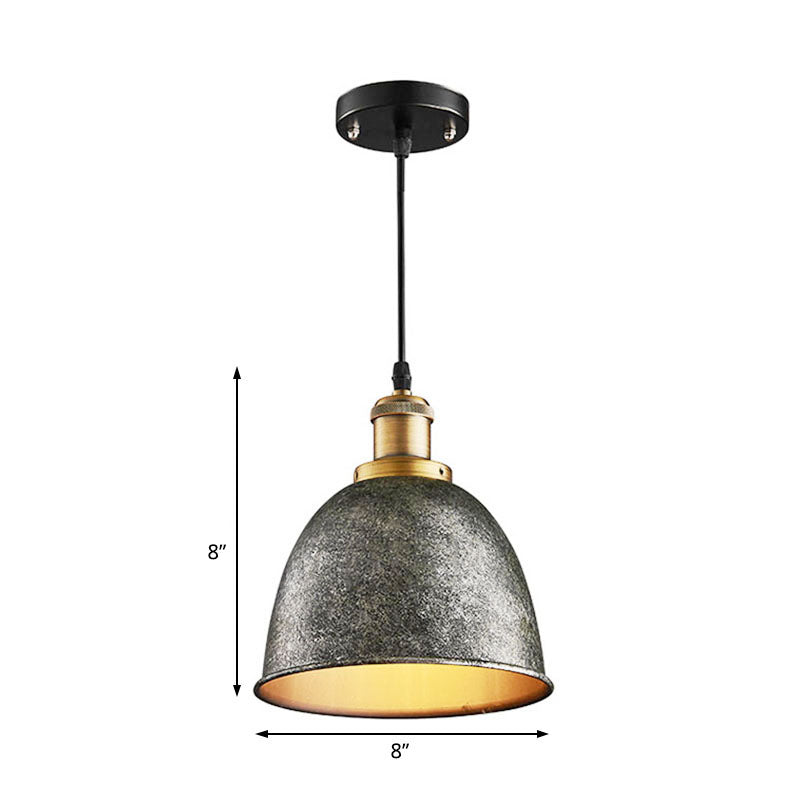 Antique Style Dome Pendant Lamp 1 Light Wrought Iron Hanging Light Fixture with Cord in Black/Rust Clearhalo 'Art Deco Pendants' 'Black' 'Cast Iron' 'Ceiling Lights' 'Ceramic' 'Crystal' 'Industrial Pendants' 'Industrial' 'Metal' 'Middle Century Pendants' 'Pendant Lights' 'Pendants' 'Rustic Pendants' 'Tiffany' Lighting' 203733