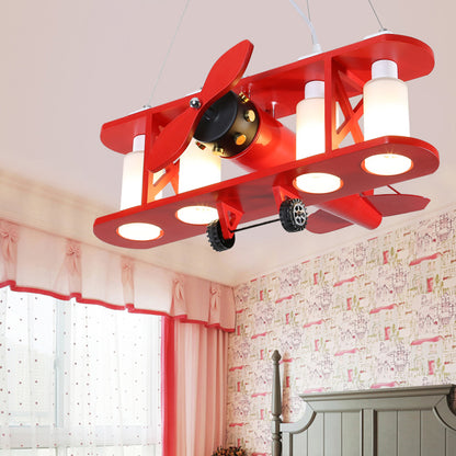Glider Shape Pendant Light 4 Lights Cool Metal Hanging Light for Kindergarten Cloth Shop Red Clearhalo 'Ceiling Lights' 'Chandeliers' Lighting' options 203736_0caf1656-31bf-4a95-9b08-2a10a06c1628