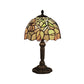 Vintage Rustic Flower/Dragonfly/Leaf Table Lighting Stained Glass 1 Head Standing Light in Bronze for Coffee Shop Clearhalo 'Lamps' 'Table Lamps' Lighting' 20379