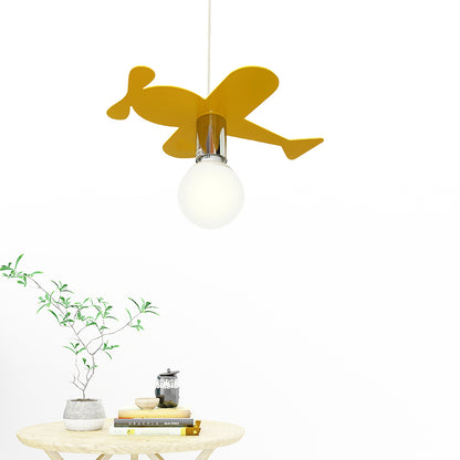 Kids Bright Colored Pendant Light Airplane 1 Light Metal LED Ceiling Lamp for Foyer Yellow Clearhalo 'Ceiling Lights' 'Pendant Lights' 'Pendants' Lighting' 203792_b692b77f-c1b0-4385-a87b-25d8a5693e5b