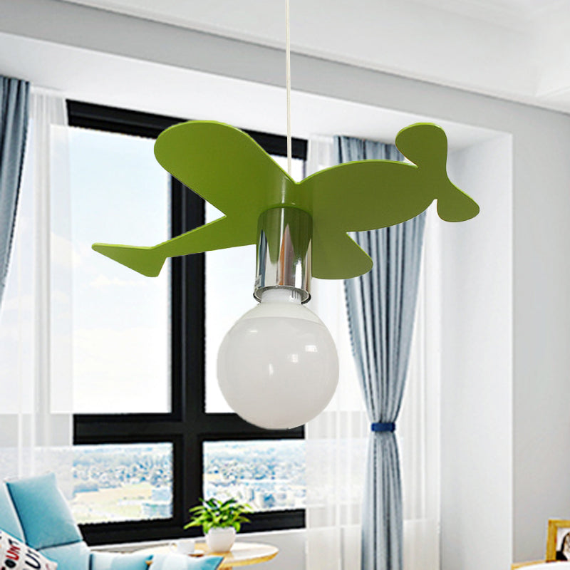 Kids Bright Colored Pendant Light Airplane 1 Light Metal LED Ceiling Lamp for Foyer Clearhalo 'Ceiling Lights' 'Pendant Lights' 'Pendants' Lighting' 203800