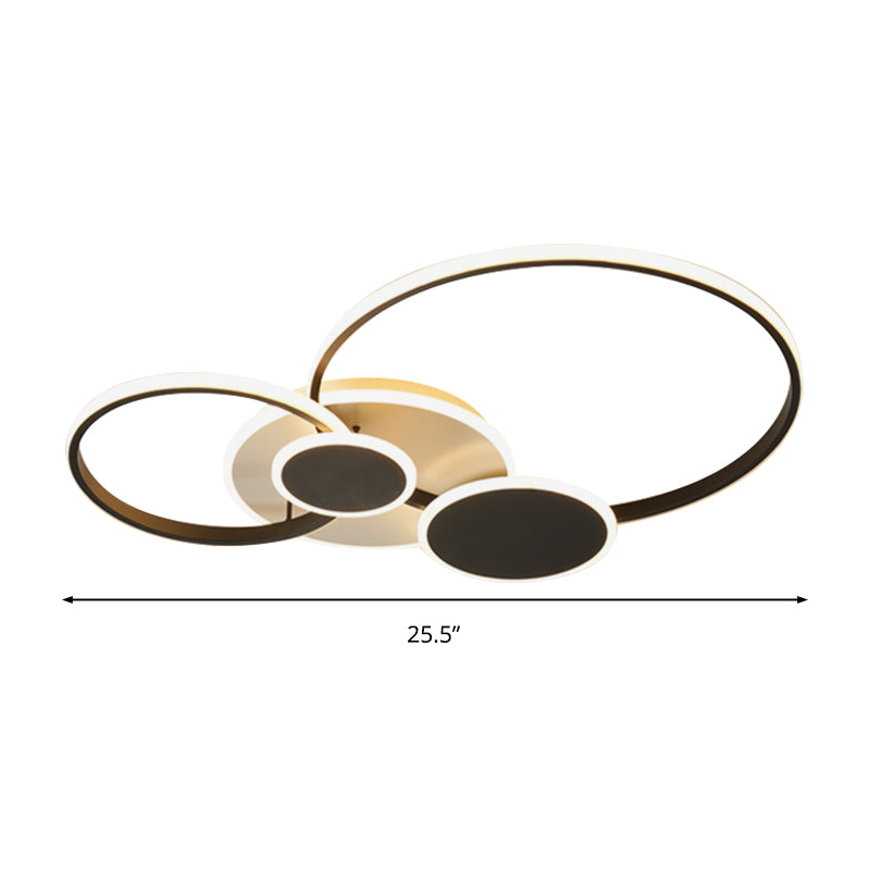 Metallic Rings Flushmount Lighting Modernism LED Semi Flush Ceiling Light in Black (The customization will be 7 days) Clearhalo 'Ceiling Lights' 'Close To Ceiling Lights' 'Close to ceiling' 'Semi-flushmount' Lighting' 2038370