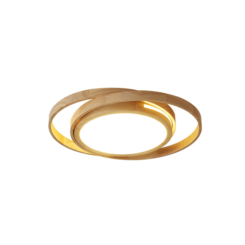 Rings Wooden LED Flush Ceiling Light Nordic Beige Flush Mount Lighting Fixture for Bedroom Clearhalo 'Ceiling Lights' 'Close To Ceiling Lights' 'Close to ceiling' 'Flush mount' Lighting' 2038476