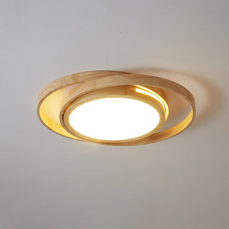 Rings Wooden LED Flush Ceiling Light Nordic Beige Flush Mount Lighting Fixture for Bedroom Clearhalo 'Ceiling Lights' 'Close To Ceiling Lights' 'Close to ceiling' 'Flush mount' Lighting' 2038478