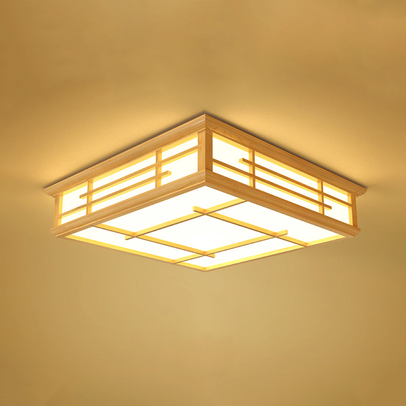 Japanese Geometric LED Flush Ceiling Light Acrylic Living Room Flush Mount Lighting Fixture in Wood Clearhalo 'Ceiling Lights' 'Close To Ceiling Lights' 'Close to ceiling' 'Flush mount' Lighting' 2038508