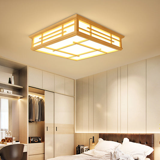 Japanese Geometric LED Flush Ceiling Light Acrylic Living Room Flush Mount Lighting Fixture in Wood Clearhalo 'Ceiling Lights' 'Close To Ceiling Lights' 'Close to ceiling' 'Flush mount' Lighting' 2038509