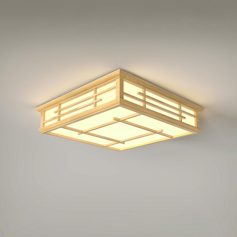 Japanese Geometric LED Flush Ceiling Light Acrylic Living Room Flush Mount Lighting Fixture in Wood Clearhalo 'Ceiling Lights' 'Close To Ceiling Lights' 'Close to ceiling' 'Flush mount' Lighting' 2038511