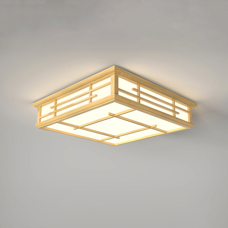 Japanese Geometric LED Flush Ceiling Light Acrylic Living Room Flush Mount Lighting Fixture in Wood Clearhalo 'Ceiling Lights' 'Close To Ceiling Lights' 'Close to ceiling' 'Flush mount' Lighting' 2038512