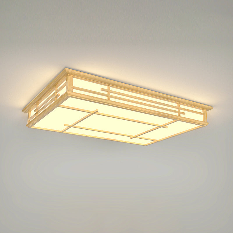 Japanese Geometric LED Flush Ceiling Light Acrylic Living Room Flush Mount Lighting Fixture in Wood Clearhalo 'Ceiling Lights' 'Close To Ceiling Lights' 'Close to ceiling' 'Flush mount' Lighting' 2038514
