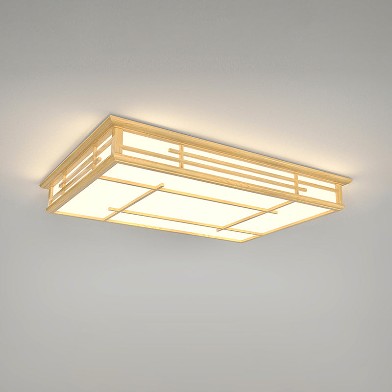 Japanese Geometric LED Flush Ceiling Light Acrylic Living Room Flush Mount Lighting Fixture in Wood Clearhalo 'Ceiling Lights' 'Close To Ceiling Lights' 'Close to ceiling' 'Flush mount' Lighting' 2038515