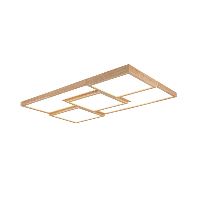 Wooden Geometric Splicing Flush Light Modern Beige LED Flush Ceiling Light Fixture for Living Room Clearhalo 'Ceiling Lights' 'Close To Ceiling Lights' 'Close to ceiling' 'Flush mount' Lighting' 2038571
