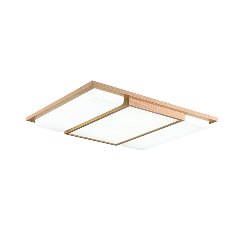 Splicing Rectangles LED Flush Mount Simple Wooden Living Room Flushmount Ceiling Light in Beige Wood Medium Clearhalo 'Ceiling Lights' 'Close To Ceiling Lights' 'Close to ceiling' 'Flush mount' Lighting' 2038581