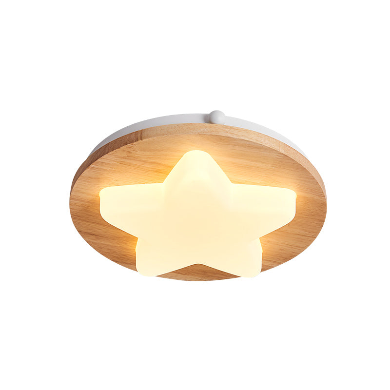 Modern Geometric Flush Light Wooden Bedroom LED Flush Ceiling Light Fixture with Acrylic Shade, Beige Clearhalo 'Ceiling Lights' 'Close To Ceiling Lights' 'Close to ceiling' 'Flush mount' Lighting' 2038599