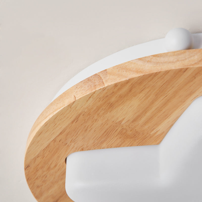 Modern Geometric Flush Light Wooden Bedroom LED Flush Ceiling Light Fixture with Acrylic Shade, Beige Clearhalo 'Ceiling Lights' 'Close To Ceiling Lights' 'Close to ceiling' 'Flush mount' Lighting' 2038600