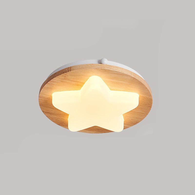 Modern Geometric Flush Light Wooden Bedroom LED Flush Ceiling Light Fixture with Acrylic Shade, Beige Clearhalo 'Ceiling Lights' 'Close To Ceiling Lights' 'Close to ceiling' 'Flush mount' Lighting' 2038601