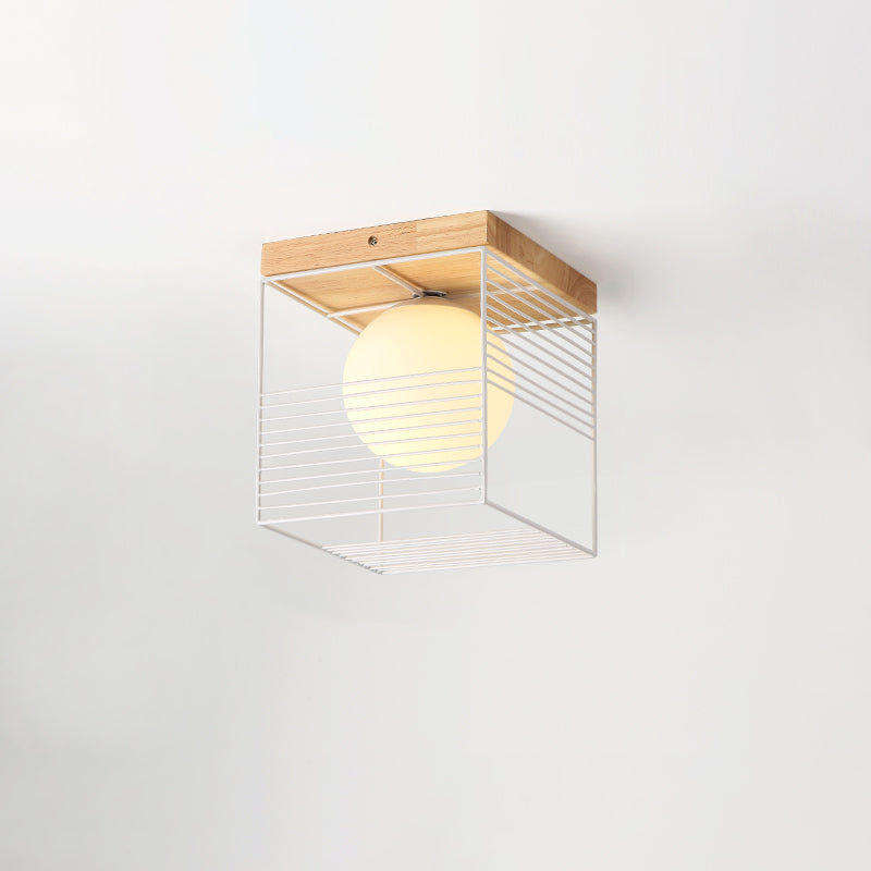 Modern Geometric Flush Light Wooden Bedroom LED Flush Ceiling Light Fixture with Acrylic Shade, Beige Clearhalo 'Ceiling Lights' 'Close To Ceiling Lights' 'Close to ceiling' 'Flush mount' Lighting' 2038605