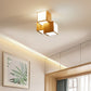 Cube Flush Ceiling Light Modern Wooden Beige Flush Mount Lighting Fixture for Bedroom 3 Wood Clearhalo 'Ceiling Lights' 'Close To Ceiling Lights' 'Close to ceiling' 'Flush mount' Lighting' 2038652