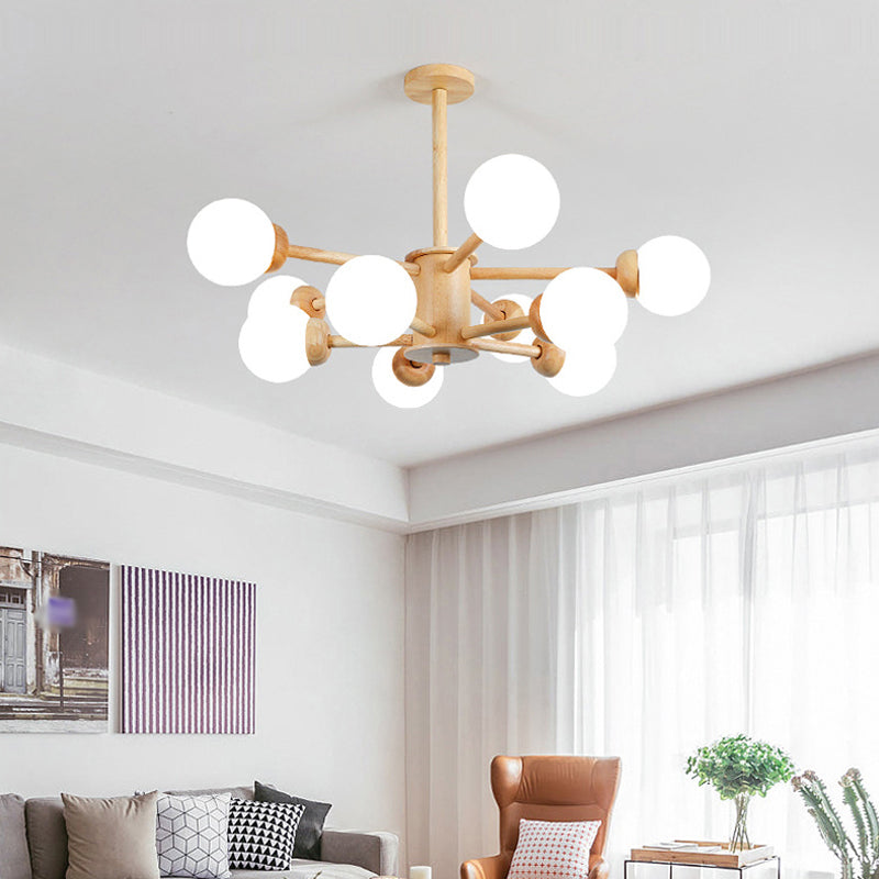 Radial Living Room Chandelier Light Wooden LED Contemporary Hanging Ceiling Light Clearhalo 'Carpenter Chandeliers' 'Ceiling Lights' 'Chandeliers' 'Industrial' 'Modern Chandeliers' 'Modern' Lighting' 2038657