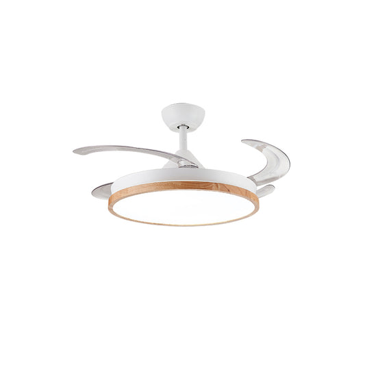 3 Blades Round Ceiling Fan Lamp Nordic Acrylic Dining Room LED Semi Mount Lighting in Wood Clearhalo 'Ceiling Fans with Lights' 'Ceiling Fans' 'Modern Ceiling Fans' 'Modern' Lighting' 2038712