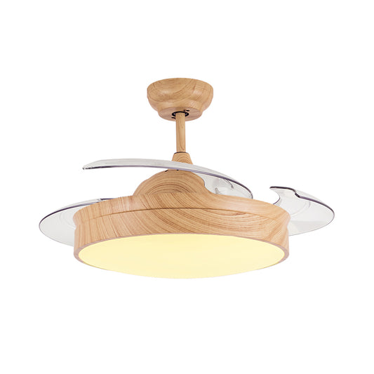 3 Blades Round Ceiling Fan Lamp Nordic Acrylic Dining Room LED Semi Mount Lighting in Wood Clearhalo 'Ceiling Fans with Lights' 'Ceiling Fans' 'Modern Ceiling Fans' 'Modern' Lighting' 2038714