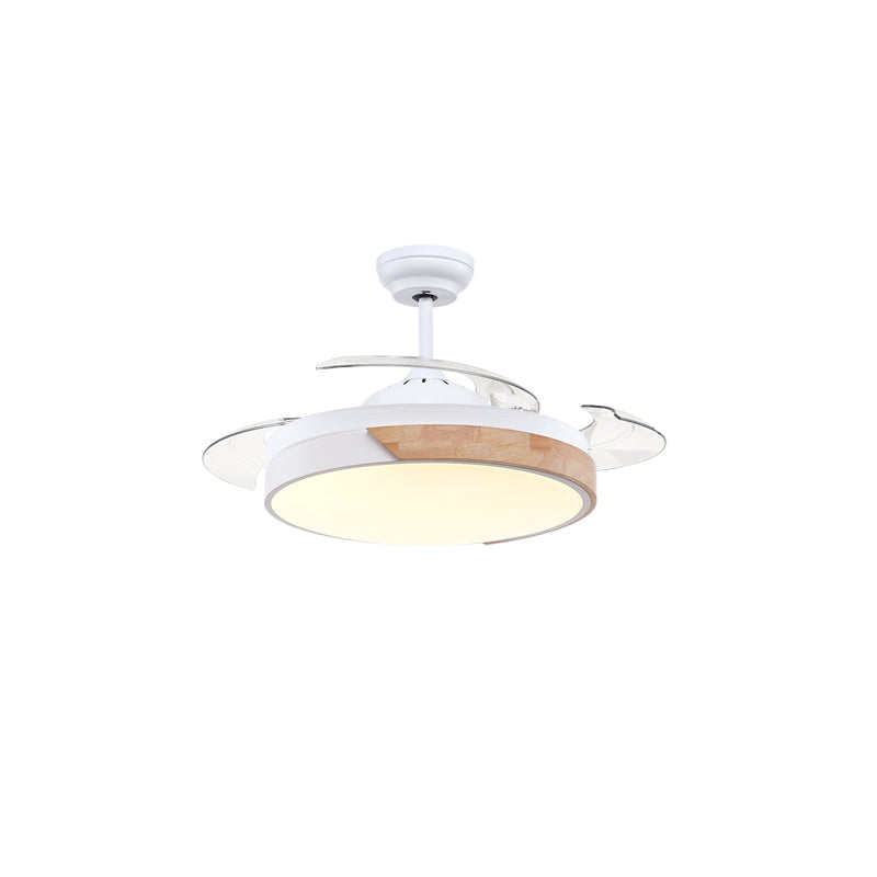 3 Blades Round Ceiling Fan Lamp Nordic Acrylic Dining Room LED Semi Mount Lighting in Wood Clearhalo 'Ceiling Fans with Lights' 'Ceiling Fans' 'Modern Ceiling Fans' 'Modern' Lighting' 2038716