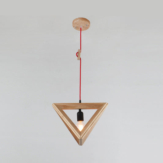 Geometric Shade Dining Room Hanging Lamp Wooden 1 Head Contemporary Pendant Ceiling Light Clearhalo 'Ceiling Lights' 'Lighting' 'Pendant Lights' 2038750_2db4c381-013a-4c97-8925-d6bb250ef63d