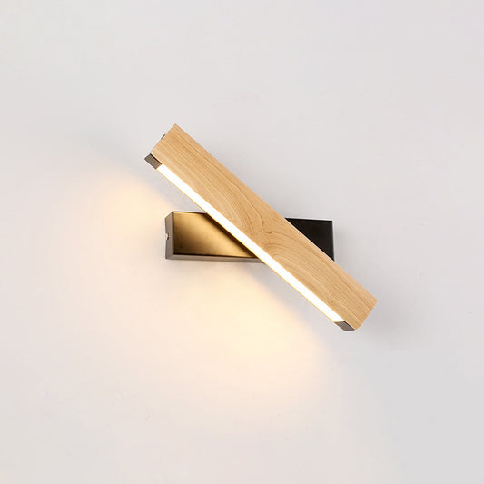 Linear Reading Wall Light Modern Wooden Rotatable LED Bedroom Sconce Lighting Fixture Matte Black Small Clearhalo 'Modern wall lights' 'Modern' 'Wall Lamps & Sconces' 'Wall Lights' Lighting' 2038774