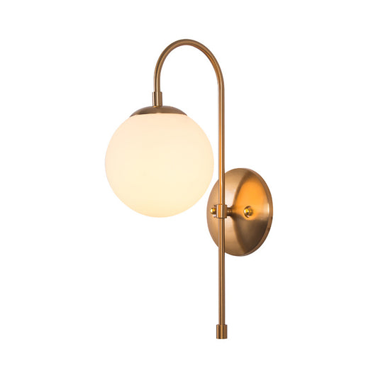 Nordic 1-Head Wall Sconce Gold Sphere Wall Mount Lamp with Milky Glass Shade for Living Room Clearhalo 'Cast Iron' 'Glass' 'Industrial' 'Modern wall lights' 'Modern' 'Tiffany' 'Traditional wall lights' 'Wall Lamps & Sconces' 'Wall Lights' Lighting' 2038852