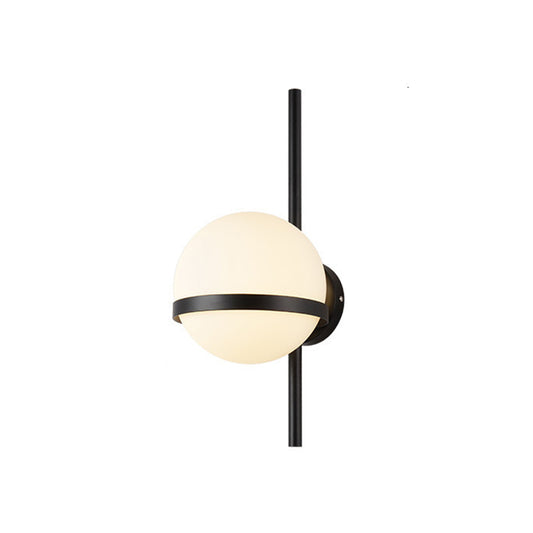 Opal Glass Orb Wall Mounted Lighting Modern 1-Bulb Wall Sconce Lamp for Living Room Clearhalo 'Cast Iron' 'Glass' 'Industrial' 'Modern wall lights' 'Modern' 'Tiffany' 'Traditional wall lights' 'Wall Lamps & Sconces' 'Wall Lights' Lighting' 2038889