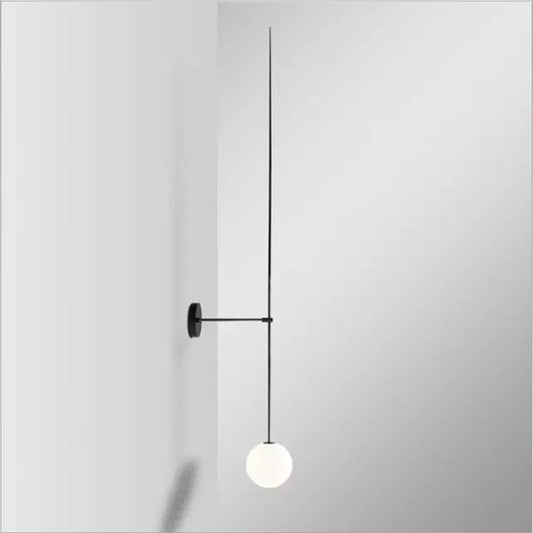 Orb Corridor Wall Light Fixture Milky Glass 1-Light Simple Wall Lamp Sconce with Pencil Arm Black Clearhalo 'Cast Iron' 'Glass' 'Industrial' 'Modern wall lights' 'Modern' 'Tiffany' 'Traditional wall lights' 'Wall Lamps & Sconces' 'Wall Lights' Lighting' 2038890