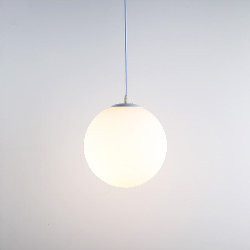 Milky Glass Orb Suspension Lighting Modern Style 1-Bulb Pendant Light Fixture Clearhalo 'Ceiling Lights' 'Glass shade' 'Glass' 'Modern Pendants' 'Modern' 'Pendant Lights' 'Pendants' Lighting' 2038956