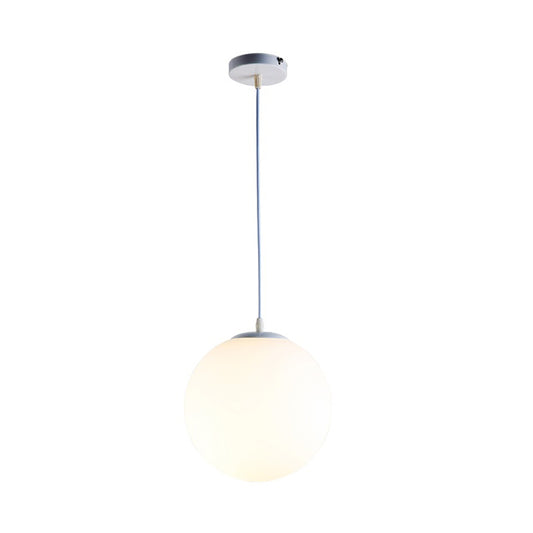 Milky Glass Orb Suspension Lighting Modern Style 1-Bulb Pendant Light Fixture Clearhalo 'Ceiling Lights' 'Glass shade' 'Glass' 'Modern Pendants' 'Modern' 'Pendant Lights' 'Pendants' Lighting' 2038958