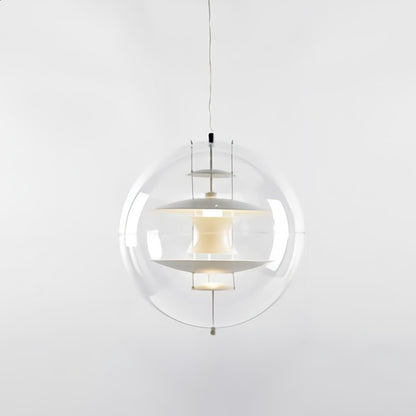 Global Ceiling Pendant Modernity Clear Glass 1 Light Down Lighting with Inner Layered Shade White Clearhalo 'Ceiling Lights' 'Glass shade' 'Glass' 'Modern Pendants' 'Modern' 'Pendant Lights' 'Pendants' Lighting' 2038970