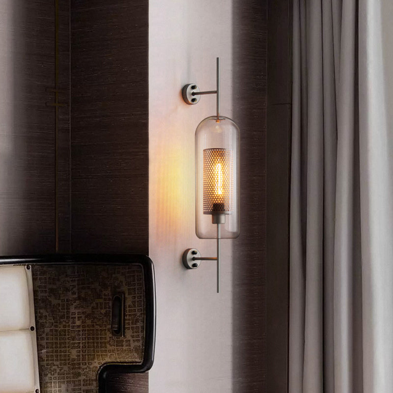 Pill Capsule Wall Lighting Fixture Modernism Clear Glass 1-Bulb ...