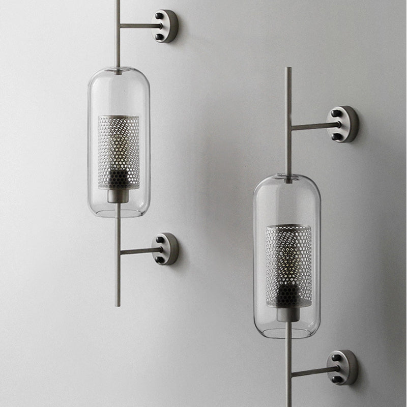 Pill Capsule Wall Lighting Fixture Modernism Clear Glass 1-Bulb ...