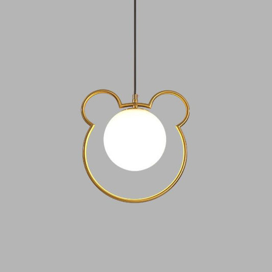 Orb Ceiling Pendant Minimalist Milky Glass 1 Head Gold Pendulum Light with Metal Frame Gold C Clearhalo 'Ceiling Lights' 'Glass shade' 'Glass' 'Modern Pendants' 'Modern' 'Pendant Lights' 'Pendants' Lighting' 2039004