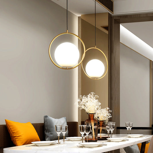 Gold Sphere Drop Lamp Contemporary 1 Bulb Cream Glass Hanging Ceiling Light for Bedroom Gold A Clearhalo 'Ceiling Lights' 'Glass shade' 'Glass' 'Modern Pendants' 'Modern' 'Pendant Lights' 'Pendants' Lighting' 2039005